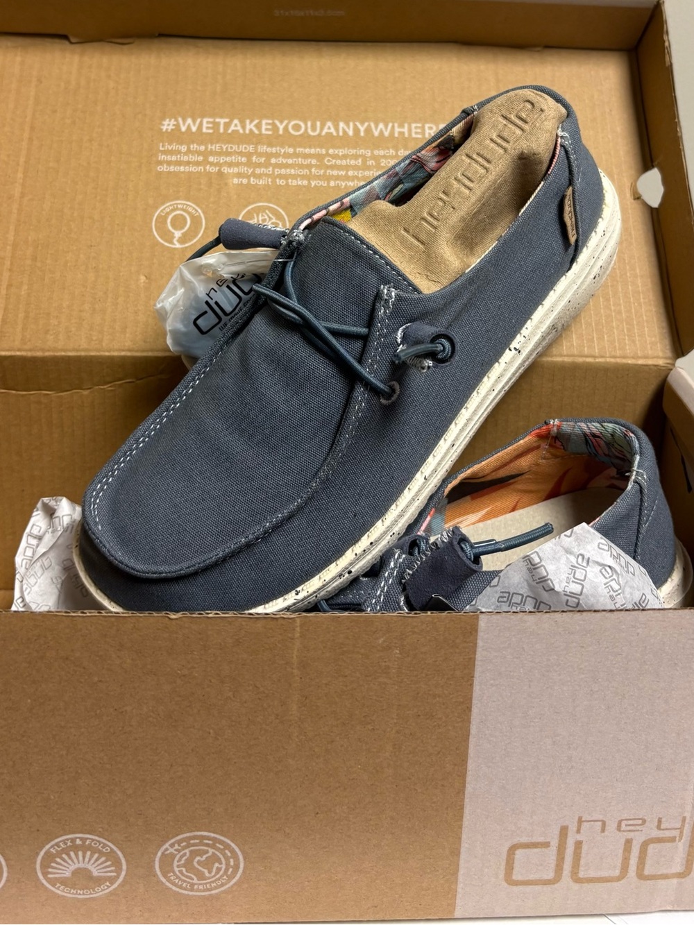 Hey Dude Women's Navy Canvas Slip-On Shoes